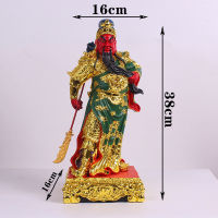 กวนกง1619นิ้วแพลตฟอร์มสี่เหลี่ยมสี่ช่องสีทอง Wu Cai Shen เรซินกวนเยกวนดีชุน