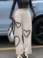 Streetwear hip hop ผู้หญิงกางเกง OVERSIZE สูงเอวหญิง Sweatpants 2023ฤดูร้อน Heart Chic Harajuku เกาหลี Lady กางเกง