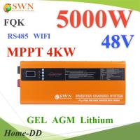 ไฮบริดโซลาร์ อินเวอร์เตอร์ AC 5000W 2HP แบตเตอรี่ 48V ชาร์จเจอร์ MPPT 80A 4000W รุ่น Hybrid-5000W-48V