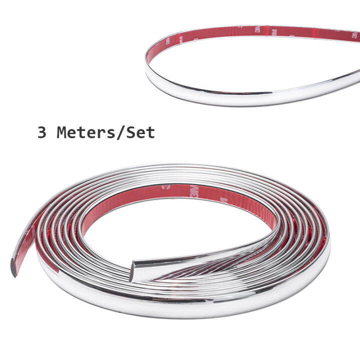3m-รถโครเมี่ยมปั้นขอบประตูหน้าต่างรถยนต์สติกเกอร์ป้องกันตะแกรงคิ้วติดกันชนรถเทปป้องกันการชนแผ่นป้องกันขอบประตูสติกเกอร์สดใส
