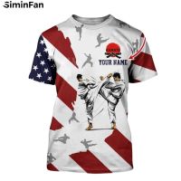 2023 new arrive- xzx180305   KARATE USA FLAG 3D Printed Men Red T-Shirt Male Summer Stylish Tee Top Casual Shirt Unisex Clothing Women Harajuku Streetwear free custom name logoï¼‰ S-5XL