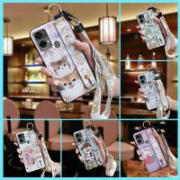 Durable Anti-dust Phone Case For Oukitel C33 Lanyard Cute Silicone Cartoon Wrist Strap Kickstand Phone Holder Wristband