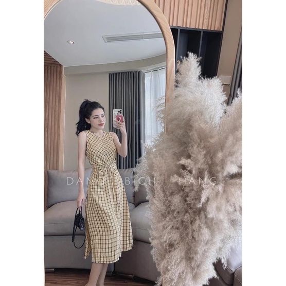 Váy đầm kẻ caro vàng cổ vest  Shopee Việt Nam
