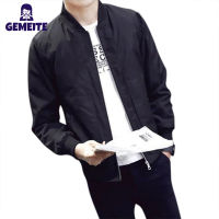 GEMEITE ชุดเสื้อโค๊ตแนวสปอร์ต Jaket Baseball ผู้ชาย,ซิปแจ็คเก็ตสีทึบลำลองกันลม