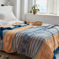 Multicolor Blankets Summer Pure Cotton Gauze Plaid Floral Leaves Throw Blanket Double Bed Quilts Bedspread On The Bed 200*230cm