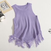 Korean Version New Style Round Neck Sleeveless Tassel Knitted Vest Women