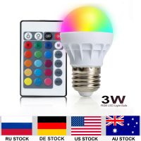 【❖New Hot❖】 yanjina85828158 4ชิ้น/ชุดหลอดไฟ Rgb Led พร้อมรีโมทคอนโทรล3W 5050smd E27 150lm 16เปลี่ยนสีได้เหมาะสำหรับตกแต่งบ้าน