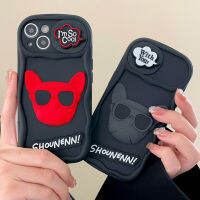 เคสโทรศัพท์สุนัขสีแดงและสีดำน่ารักสำหรับ IPhone 11 12 13 14 Pro Max ปลอกซิลิโคนปิดหน้าต่างกันกระแทกเคสโทรศัพท์