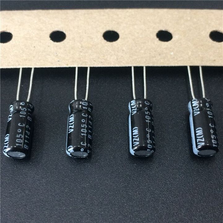 10pcs-0-1uf-50v-nichicon-vz-series-5x11mm-50v0-1uf-wide-temperature-range-aluminum-electrolytic-capacitor