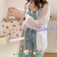 Canvas Women Mini Tote Shoulder Bags Lovely Ladies Small Shopper Bag Female Cute Peach Purse Handbags Picnic Lunch Bento Bag