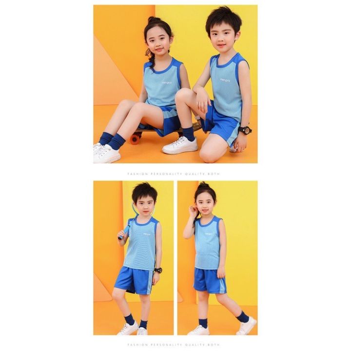 90-160cm-childrens-vest-shorts-outfits-quick-drying-sports-outfits-mesh-breathable-sleeveless-outfits-boys-and-girls-childrens-basketball-clothing-outfits-childrens-sportswear-baby-thin-hollow-vest-ou