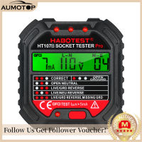 【MotorrTop】HABOTEST GFCI Outlet Tester พร้อมจอแสดงผลแรงดันไฟฟ้า90-250V Socket Tester Automatic Electric Circuit ขั้วเครื่องตรวจจับแรงดันไฟฟ้า Breaker Finder HT107B