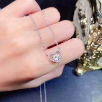 สร้อยคอรูปหัวใจ Moissanite925สร้อยคอของสเตอร์ลิงเงินผู้หญิง Gratis Ongkir มีบรรจุภัณฑ์ที่สวยงามใบรับรอง