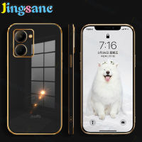 Jingsanc ชุบปลอกสำหรับ Realme C33โทรศัพท์กรณีหรูหรากันกระแทกตรงขอบนุ่ม TPU สองด้านไฟฟ้ากันชนกรณีที่มีการป้องกันเลนส์เต็มปกหลัง