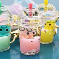 Cartoon New Acrylic Marine Animal Octopus Keychain Liquid Drifting Milk Tea Bottle Key Chain Women Couple Kids Bag Key Ring Gift Cups  Mugs Saucers