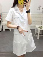 Beauty white coat short sleeve smock dental pharmacy oral hospital nurse beautician nurse long-sleeve uniform