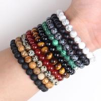 Nature Beaded Bracelet Men 8mm Natural Stone Lava Rock Tiger Eye Black Onyx Matte Healing Beads Stretch Charm Yoga Women Jewelry