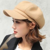 COD tjjs079 Autumn Winter Woolen Octagonal Beret / Stylish Artist Painter Newsboy Caps /Women Warm Wool French B eret / Ladies Casual Black Beret Hats