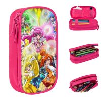 【LZ】◈卍☒  Sorriso Precure Anime Lápis Case Glitter Force Yayoi Miyuki Lápis Pouch Pen Bag Grande Capacidade Bolsa para Estudantes Papelaria Escola Presente do Kid