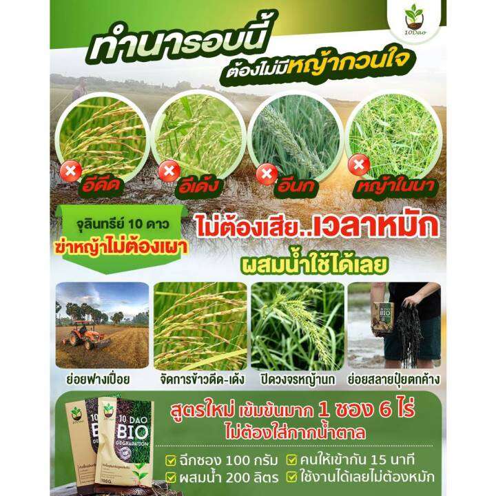 ส่งฟรี-10ดาว-ไบโอจุลินทรีย์-10-dao-bio-3-ซอง-ช่วยย่อยสลายฟาง-สสายหญ้า-ตอซังข้าว-กองใบไม้-หัวเชื้อจุลินทรีย์