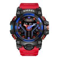 ⌚นาฬิกาทหารกีฬา SMAEL ใหม่สำหรับผู้ชายนาฬิกาข้อมือคู่ทนต่อแรงกระแทกนาฬิกาไฟ Led นาฬิกาข้อมือเล่นกีฬาผู้ชายคุณภาพ8075