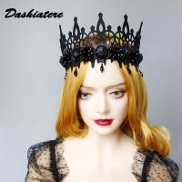 Vampire Devil Headband Black Crown Tiara Witch King Head Accessories Women Halloween Party Hairband Gothic Jewelry Photo Prop