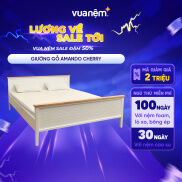 Giường ngủ gỗ Amando Cherry chất liệu cao su kết hợp với gỗ ép MDF bảo