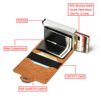 BISI GORO 2021 Smart Man Wallet Double Boxes Card Holder RFID Blocking Anti-theft PU Leather Wallet Travel Money Case