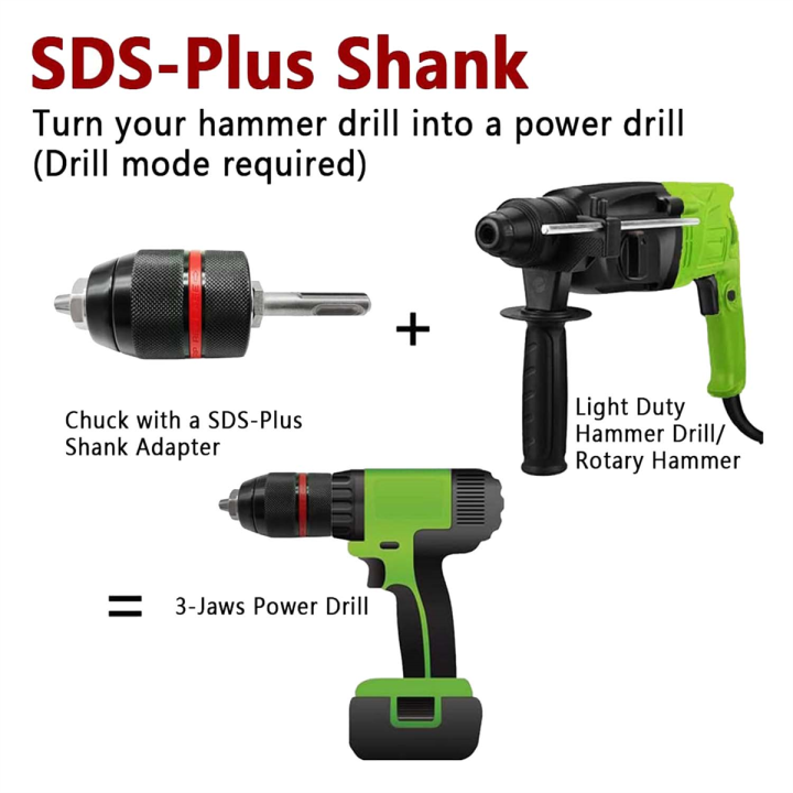 1set-keyless-drill-chuck-1-2-20unf-mount-1-5-13mm-metal-with-sds-plus-1-2inch-wrench-adapter