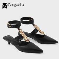 Hot sell T-Strap Gladiator Sandals Women Ankle Buckle Leather Belt Shoes OL Dress Kitten Low Heels Flip Flops Slingback Sandalias Mujer