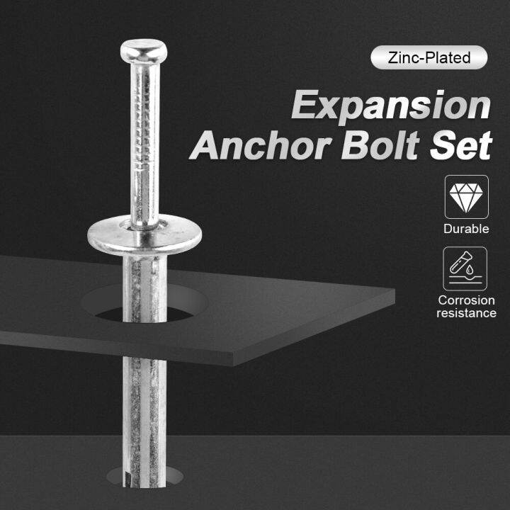 NINDEJIN 35/50Pcs Hammer Drive Anchor Set Zinc Alloy Concrete Anchor M6 NailIn Anchors Screw