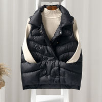 Winter Women 90 White Duck Down Vest Jacket Ultra Light Warm Double Breasted Short Down Coat Parka Female Sleeveless Waistcoat