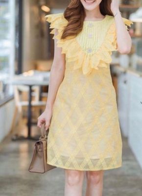 P016-011 PIMNADACLOSET - Crewneck Sleeveless Pearl Sun Lace Dress