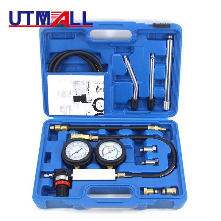 Cylinder Leak Down Tester Automotive Kit Gasoline Engine Compression Dual Gauge Leakdown