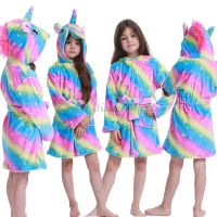 New Kigurumi Bathrobes Unicorn Hooded Children Kids Star rainbow Bath Robe Animal For Boy Girls Pyjamas Nightgown Kids Sleepwear