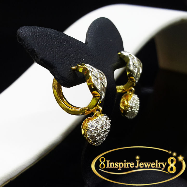 inspire-jewelry-product-ต่างหูห่วงฝังเพชรสวิส-ไซด์ใหญ่-งานอินเทรนสุดๆ-หุ้มทองแท้-100
