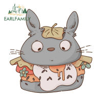 EARLFAMILY 13ซม. X 12.8ซม. สำหรับ My Neighbor Totoro ครีมกันแดดสติกเกอร์รถรูปลอกบุคลิกภาพเคสกันกระแทกตลกจัดแต่งรถคาราวาน