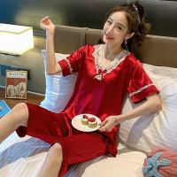 【jw】☂✠  Womens Short Sleeve And Shorts Two-piece Set Fashion Ladies Thin Loose Sleepwear