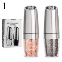 QTCF-Electric Salt And Pepper Grinders Stainless Steel Automatic Gravity Herb Spice Mill Adjustable Coarseness Kitchen Gadget Sets