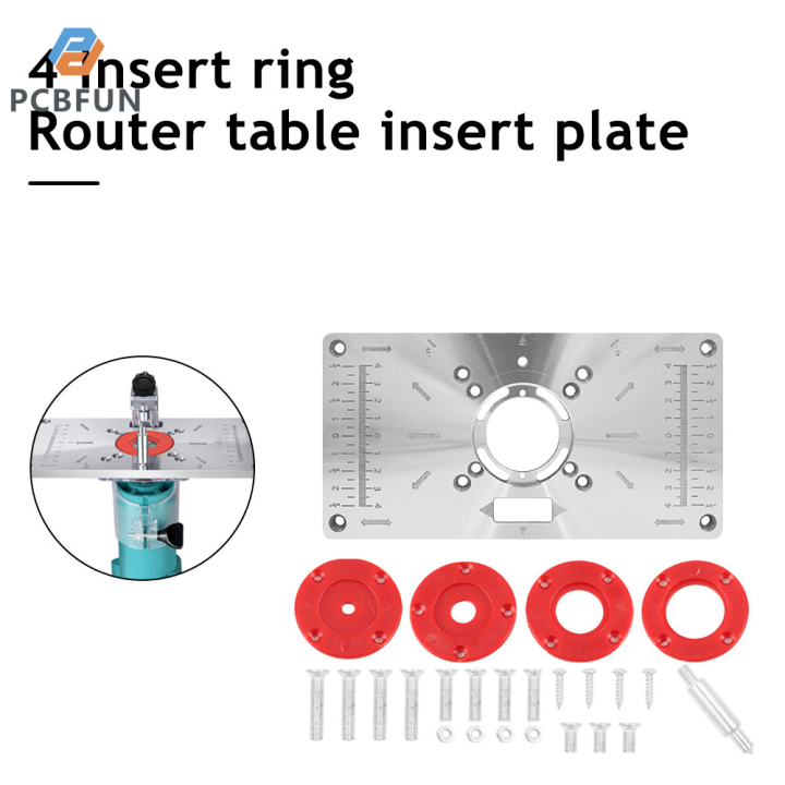 pcbfun-เราเตอร์ติดโต๊ะแผ่นอลูมิเนียมเราเตอร์สำหรับงานไม้ฐานเรียบแทรกแผ่นยึดไม้เครื่องมือตัดแต่งเครื่องมิลลิ่งพร้อมอุปกรณ์เสริมเครื่องมิลลิ่ง-trimmer
