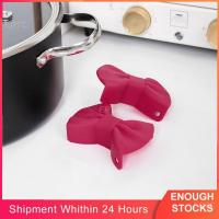 1pair Silicone Oven Mitts Creative Bow Shape Oven Gloves Heat Resistant Pot Holders For Cooking Mini Oven Gloves Kitchen Tool Pots Pans