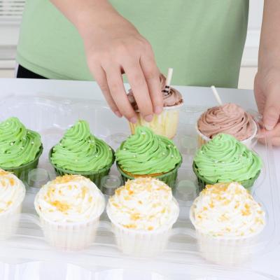 6หลุม12หลุม Cupcake คอนเทนเนอร์เป็นมิตรกับสิ่งแวดล้อมโปร่งใสกล่องเค้กมูสผู้ถือขนมกล่องบรรจุถ้วยเก็บอาหารสำหรับ Home