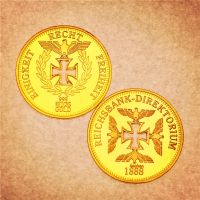 【CC】™  Gold Clad Reichsbank Aachen 1888 Souvenir Coin Deutschland Zinc Very