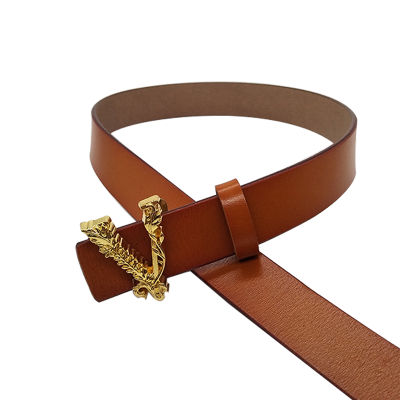 luxury design genuine leather gold plated V buckle women belts high quality free size