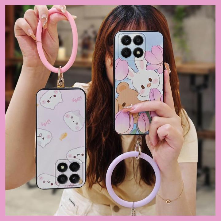 taste-hang-wrist-phone-case-for-honor-x8a-heat-dissipation-funny-protective-dust-proof-luxurious-simple-solid-color