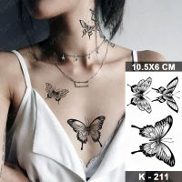 【cw】Waterproof Temporary Tattoo Stickers Butterfly Snake Rose Flower Dark Flash Tatto Women Body Art Wrist Neck Fake Tattoos Men 【hot】