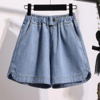 Plus Size M-5XL Womens Elastic Waist Casual Denim Shorts Oversized Fashion Blue Hot Shorts