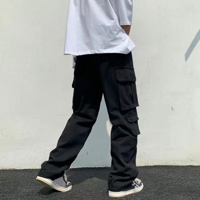 Men Pants Elastic Waistband Anti-tear Versatile Wide Leg Joggers Trousers Cargo Pants Casual Trousers Daily Clothing