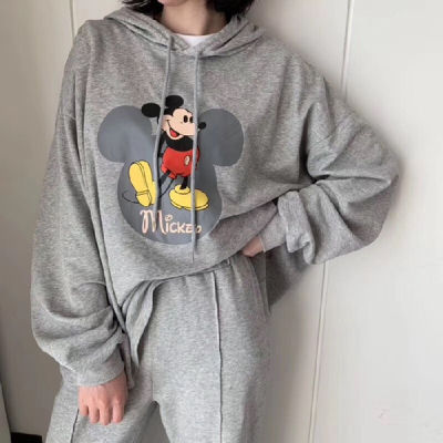 [Spot] South Korea Dongdaemun Autumn New Korean style cartoon hooded casual sweatshirt pants slimming high suit 2023