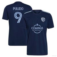 NEW New 2023 Mls Alan Pulido Sports Kansas City Jersey Navy Football Short Sleeve Sports T-shirt Large